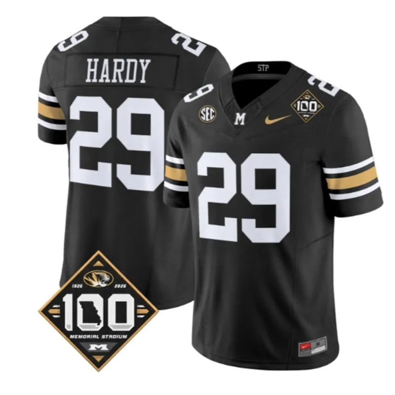 Missouri Tigers #29 Ahmad Hardy 2026 Black 100th Anniversary Football Throwback Jersey