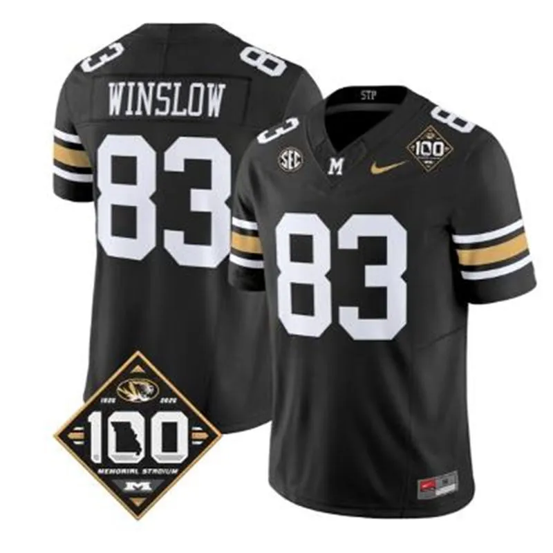 Missouri Tigers #83 Kellen Winslow 2026 Black 100th Anniversary Football Throwback Jersey
