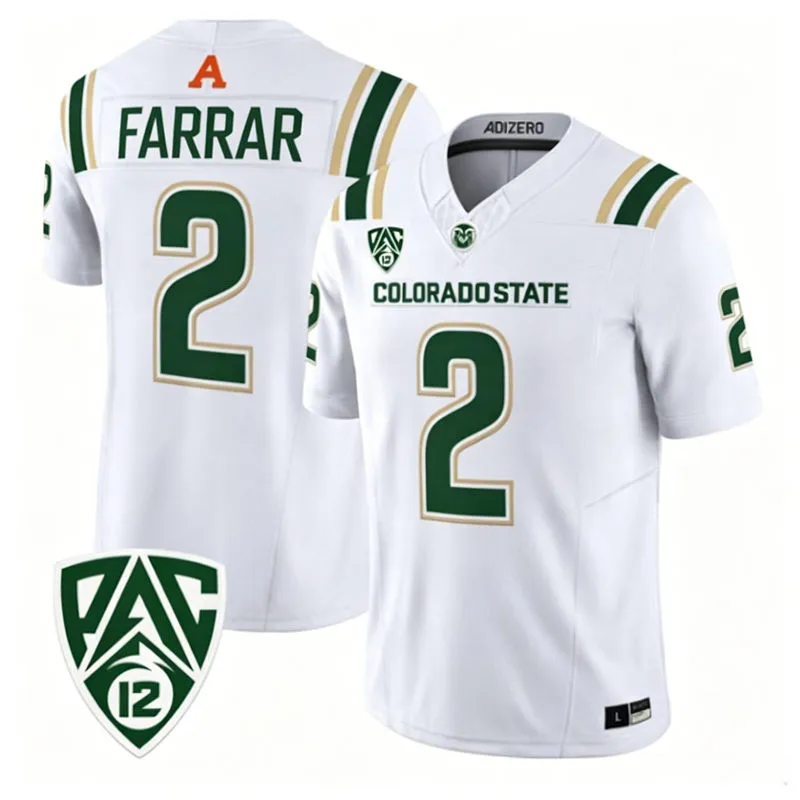 Colorado State Rams #2 K'saan Farrar 2026 Adidas White Football Game Jersey