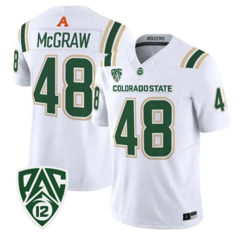 Colorado State Rams #48 Thurman McGraw 2026 Adidas White Football Game Jersey