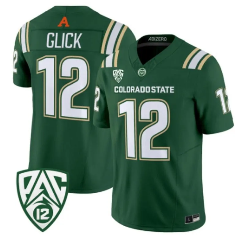 Colorado State Rams #12 Gary Glick 2026 Adidas Green Football Game Jersey