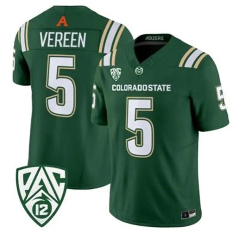 Colorado State Rams #5 Juice Vereen 2026 Adidas Green Football Game Jersey