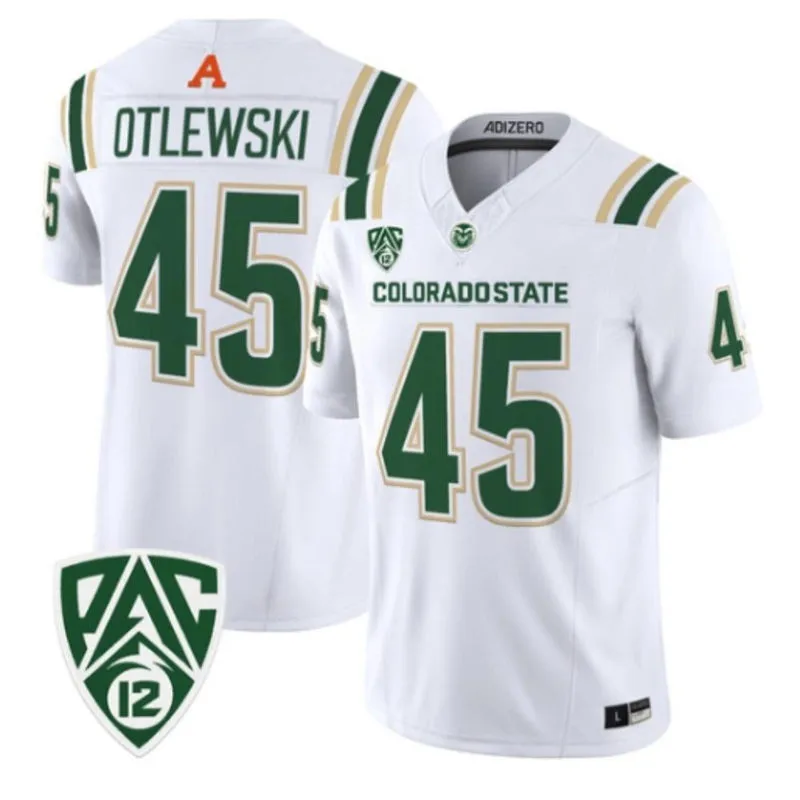 Colorado State Rams #45 Caleb Otlewski  2026 Adidas White Football Game Jersey