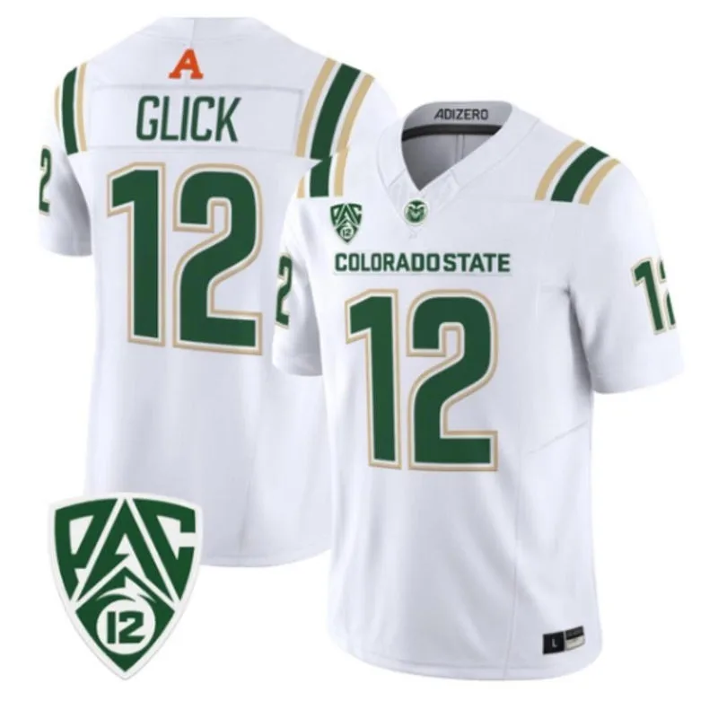 Colorado State Rams #12 Gary Glick 2026 Adidas White Football Game Jersey