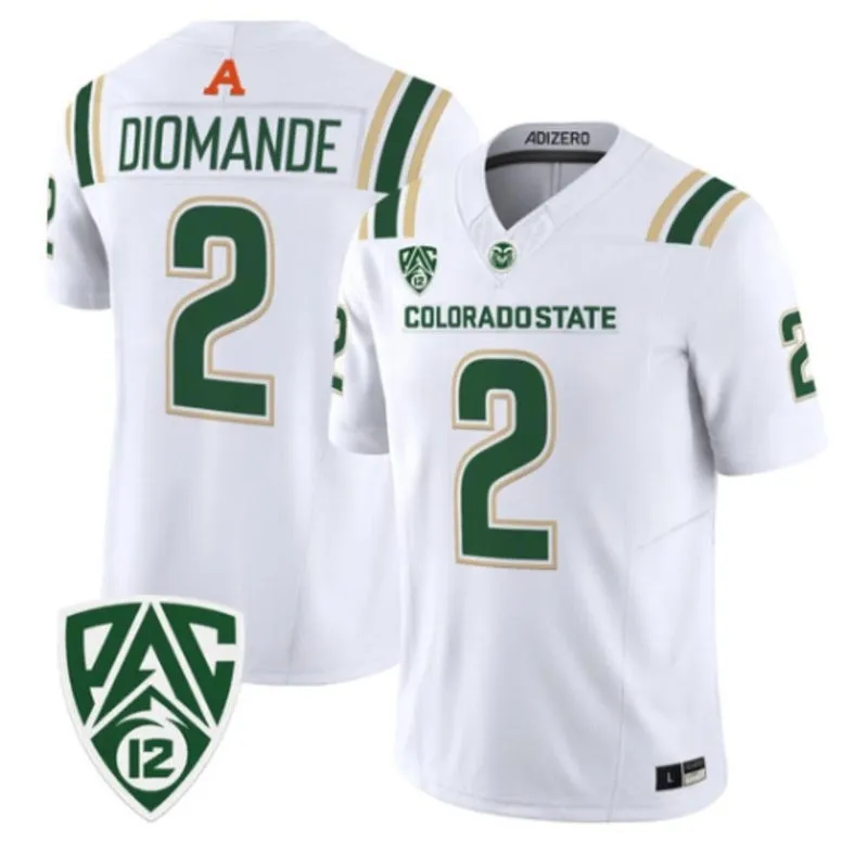 Colorado State Rams #2 Oumar Diomande 2026 Adidas White Football Game Jersey