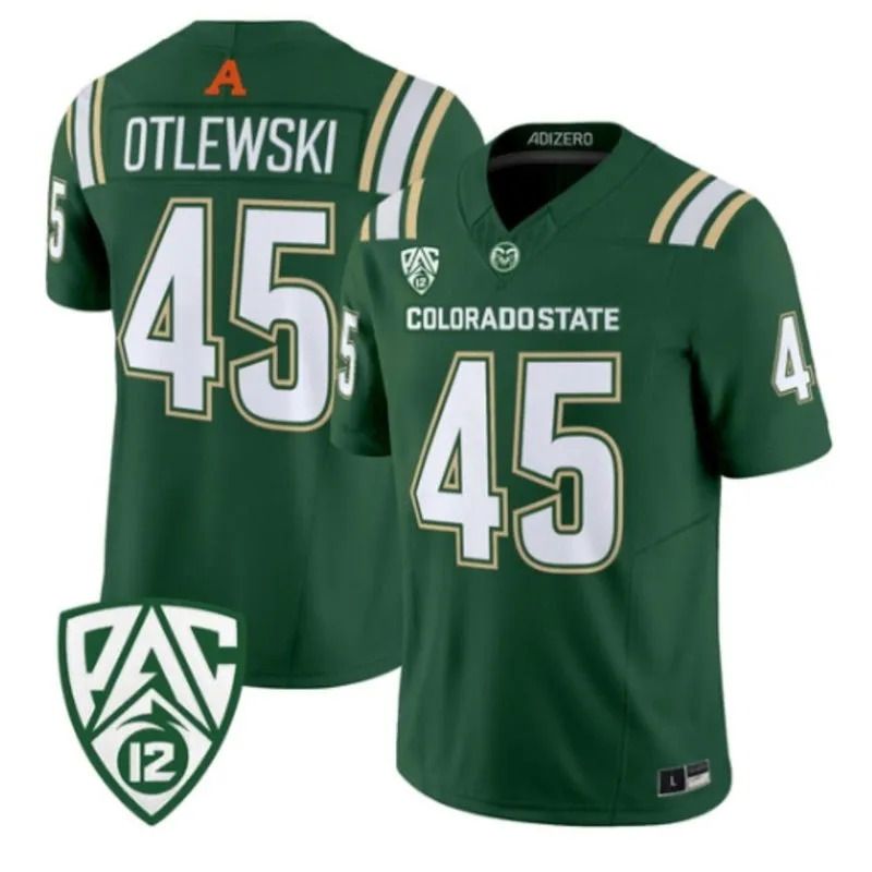 Colorado State Rams #45 Caleb Otlewski 2026 Adidas Green Football Game Jersey