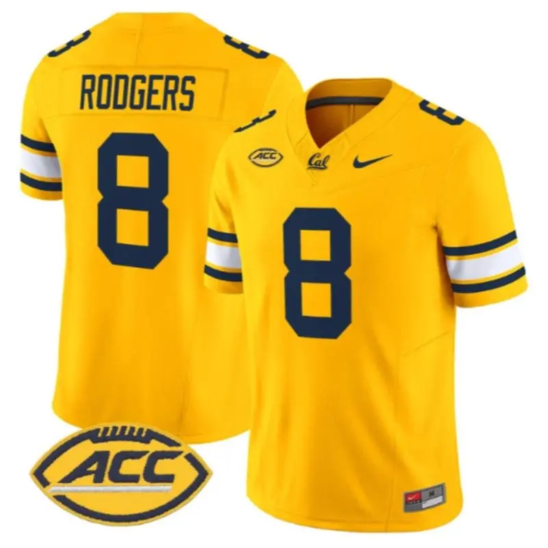 California Golden Bears #8 Aaron Rodgers ACC Gold Football Game Jersey