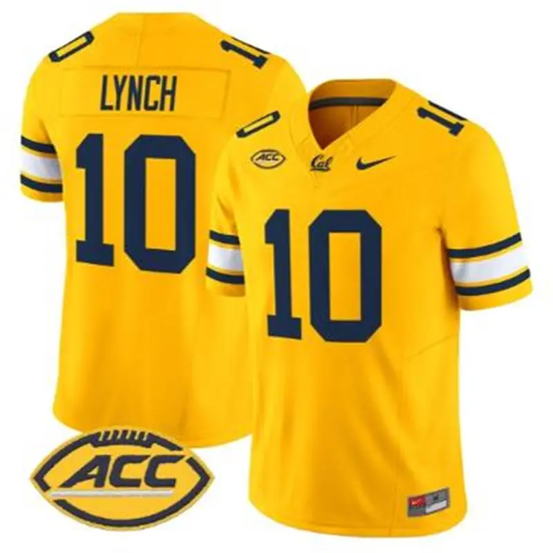California Golden Bears #10 Marshawn Lynch ACC Gold Football Game Jersey