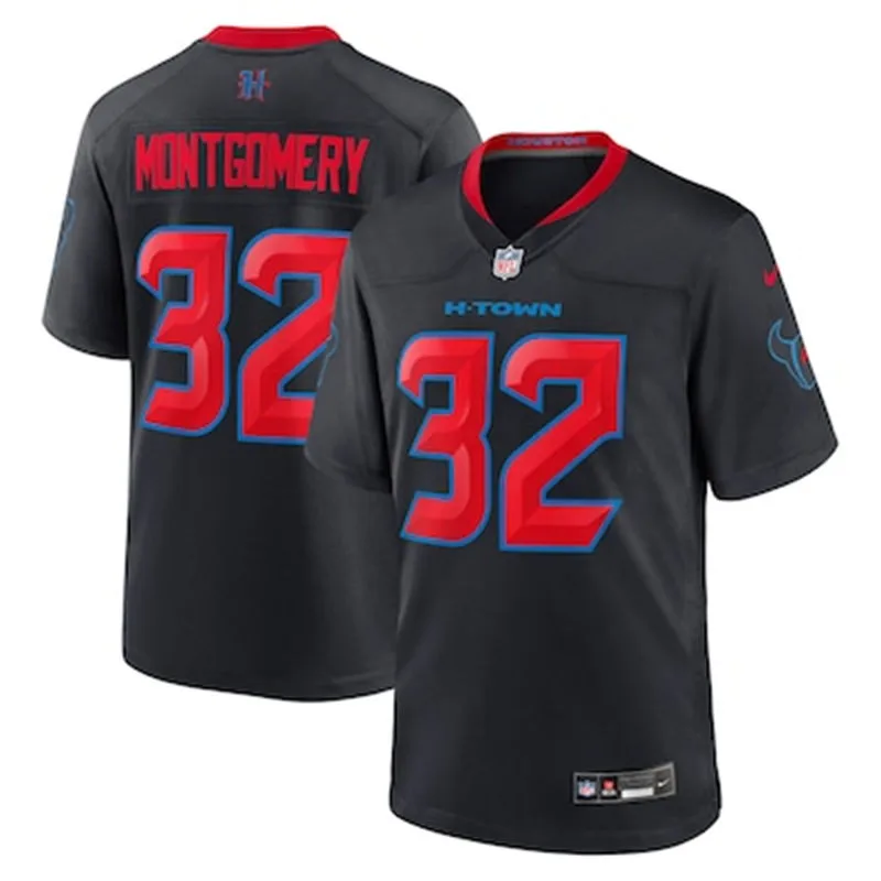 Men's Houston Texans #32 David Montgomery Nike Navy Red 2nd Alternate H-Town F.U.S.E. Limited Jersey