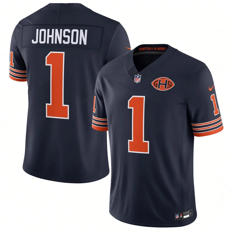Mens Chicago Bears #1 Jaylon Johnson Navy 2026 F.U.S.E Rivalries Collection Limited Jersey