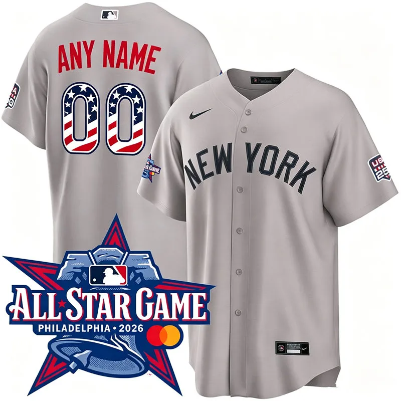 New York Yankees Custom Nike Gray 2026 All-Star Edition Stars & Stripes Stadium Jersey