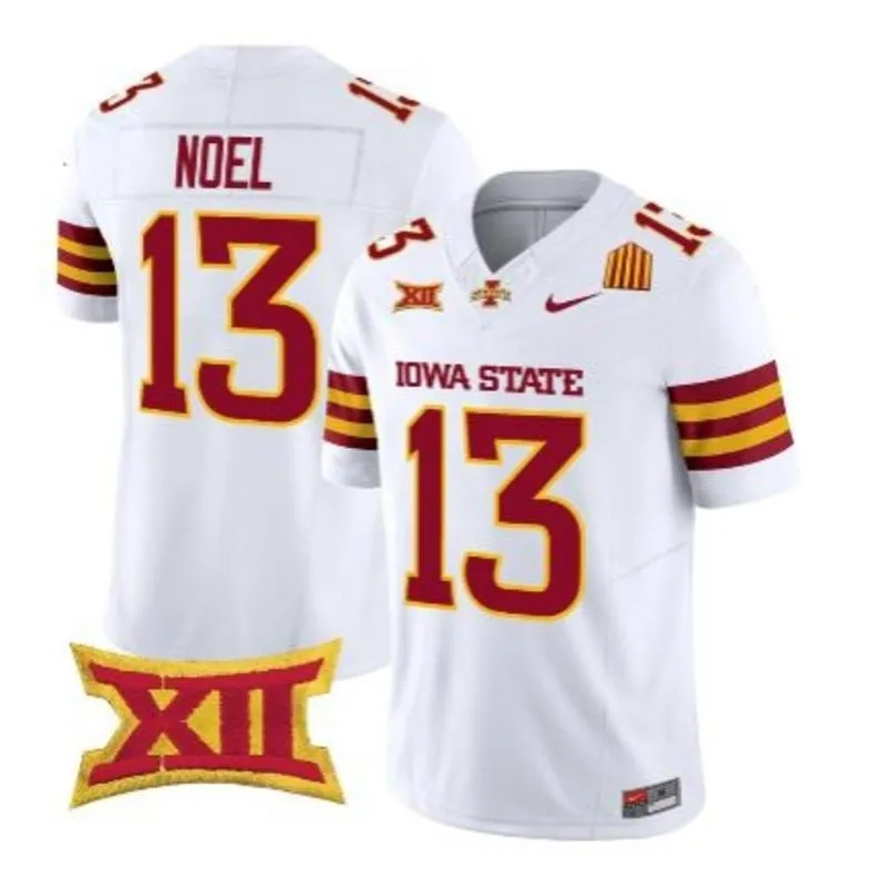 Iowa State Cyclones #13 Jaylin Noel 2024 White Red Football Game Jersey