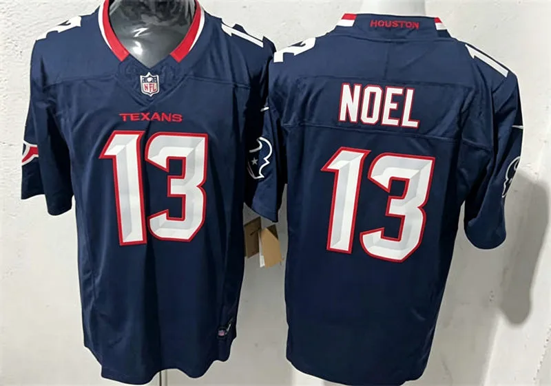 Men's Houston Texans #13 Jaylin Noel Nike Navy White Alternate F.U.S.E. Limited Jersey