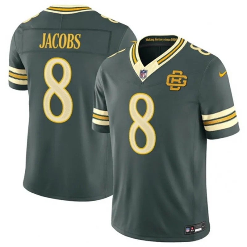 Mens Green Bay Packers #8 Josh Jacobs  Green 2026 F.U.S.E. Rivalries Collection Limited Jersey