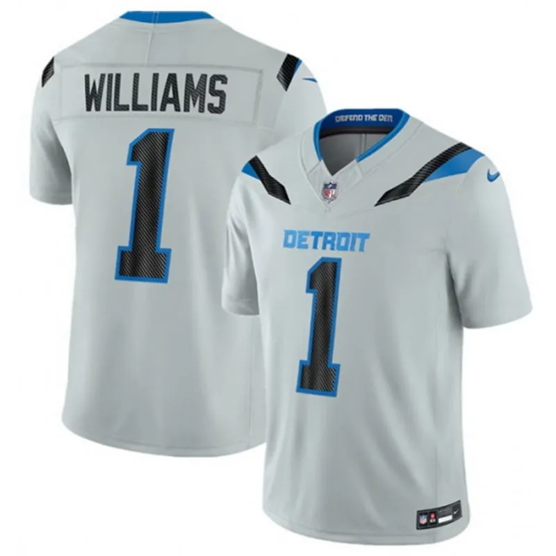 Mens Detroit Lions #1 Jameson Williams Silver 2026 F.U.S.E Rivalries Collection Limited Jersey