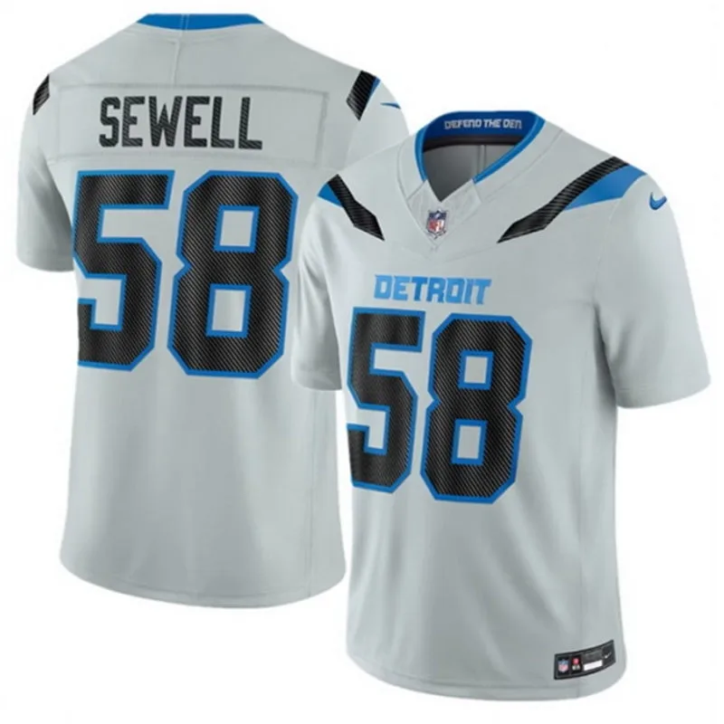 Mens Detroit Lions #58 Penei Sewell Silver 2026 F.U.S.E Rivalries Collection Limited Jersey