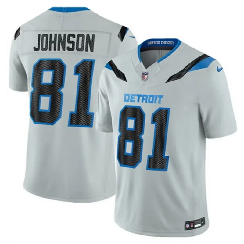 Mens Detroit Lions Retired Player #81 Calvin Johnson Silver 2026 F.U.S.E Rivalries Collection Limited Jersey