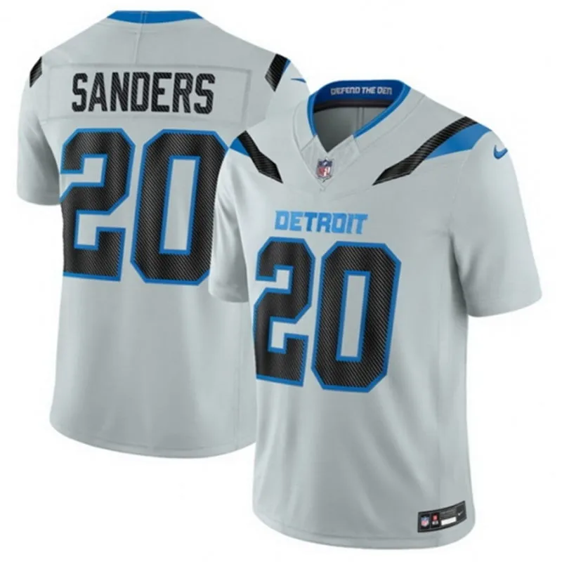 Mens Detroit Lions Retired Player #20 Barry Sanders Silver 2026 F.U.S.E Rivalries Collection Limited Jersey