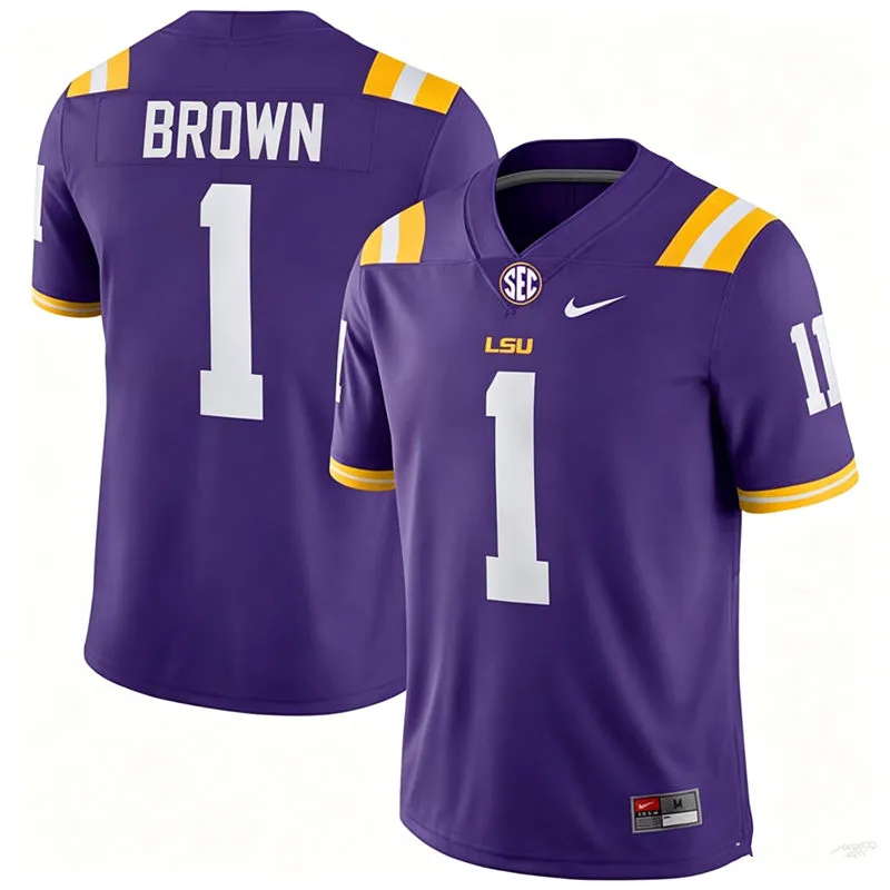 LSU Tigers #1 Jayce Brown Purple F.U.S.E. Limited Football Game Jersey