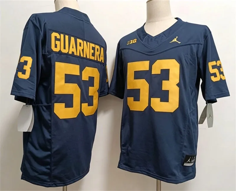 Michigan Wolverines #53 Jake Guarnera  Navy F.U.S.E. Limited College Football Game Jersey