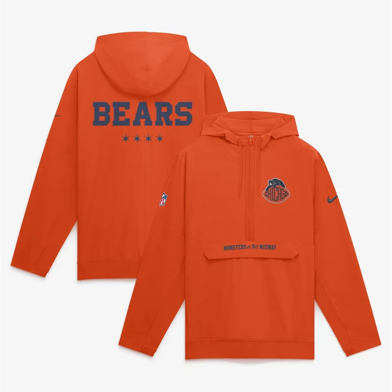 Chicago Bears Orange Nike 2026 Rivalries Collection Sideline Anorak Half-Zip Jacket