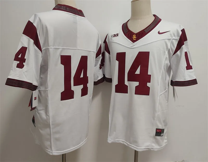 Men's USC Trojans #14  Sam Darnold Nike White BIG TEN Football Game Jersey