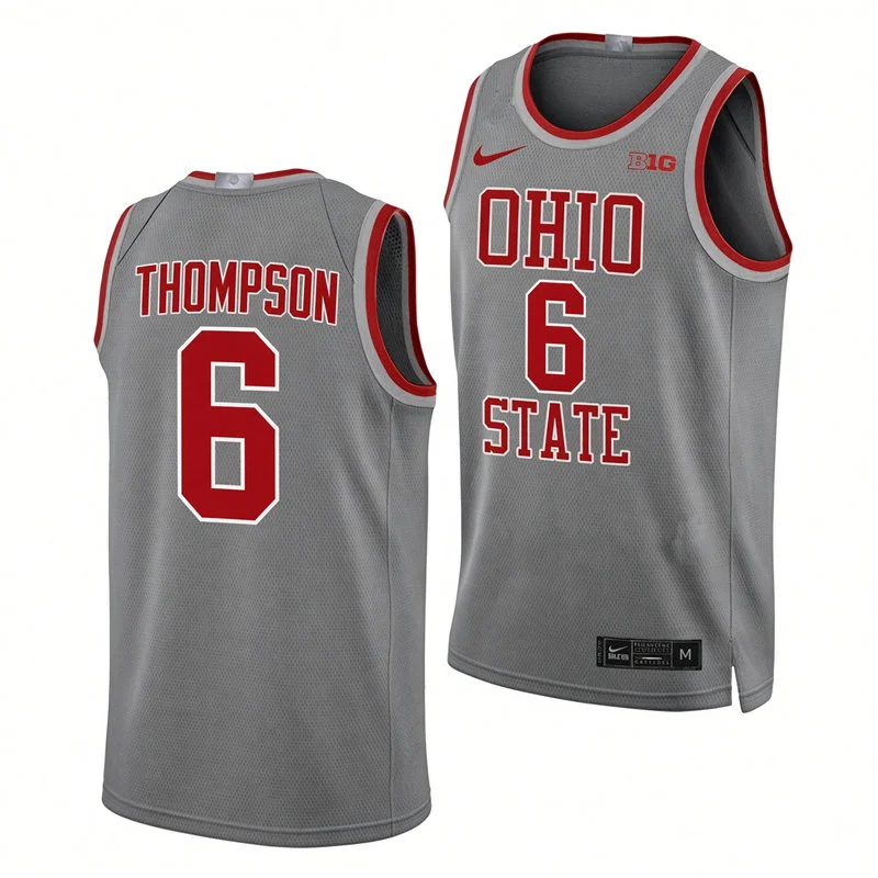 Ohio State Buckeyes #6 Anthony Thompson Nike 2026 Gray Primary College Basketball Game Jersey