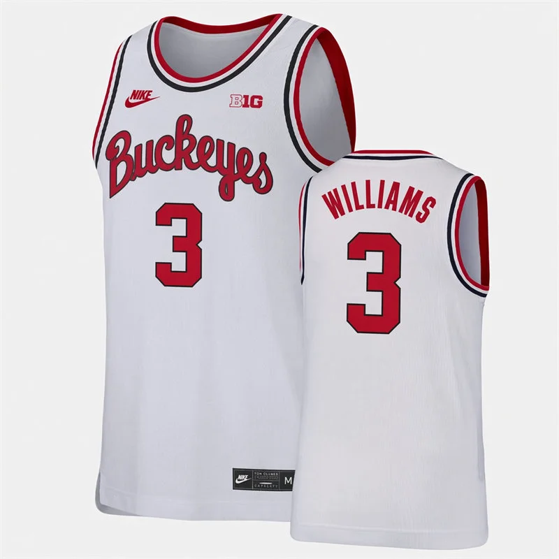 Ohio State Buckeyes #3 Jimmie Williams White Buckeyes College Basketball Jersey