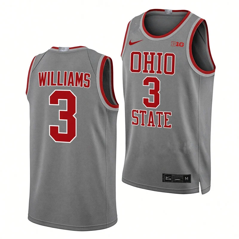 Ohio State Buckeyes #3 Jimmie Williams Nike 2026 Gray Primary College Basketball Game Jersey