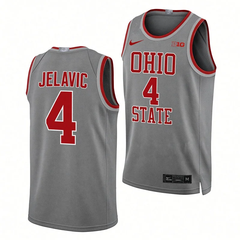 Ohio State Buckeyes #4 Andrija Jelavic Nike 2026 Gray Primary College Basketball Game Jersey
