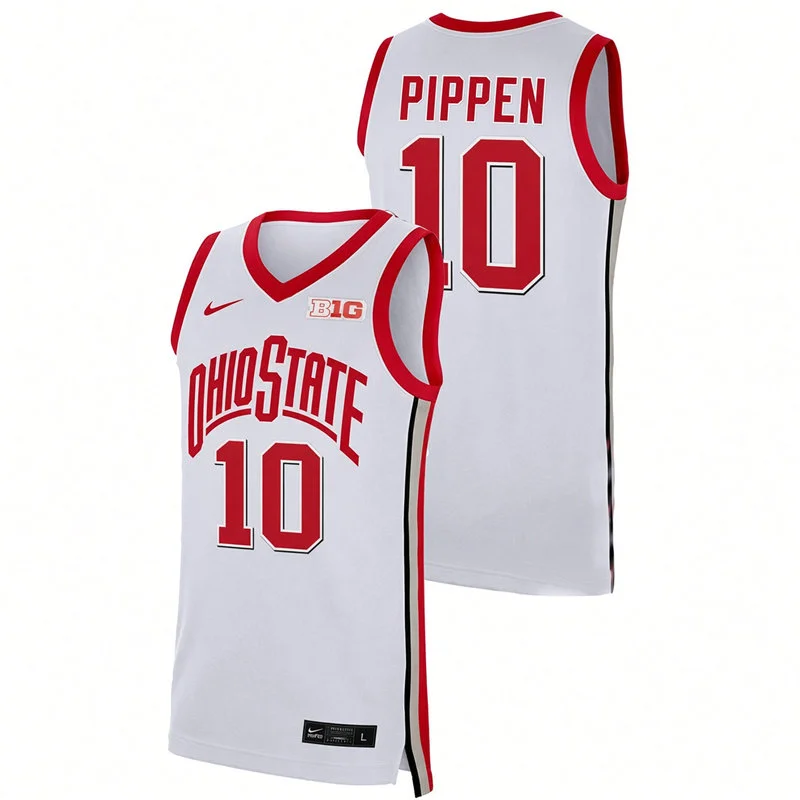 Ohio State Buckeyes #10 Justin Pippen Nike 2026 White Basketball Game Jersey