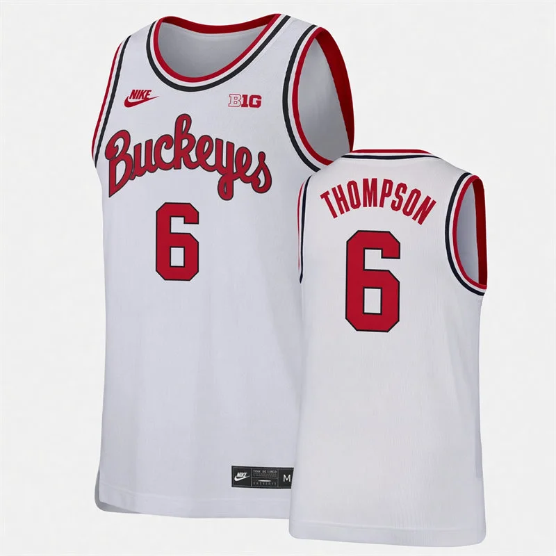 Ohio State Buckeyes #6 Anthony Thompson White Buckeyes College Basketball Jersey