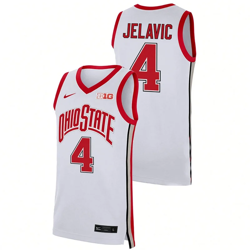 Ohio State Buckeyes #4 Andrija Jelavic Nike 2026 White Basketball Game Jersey