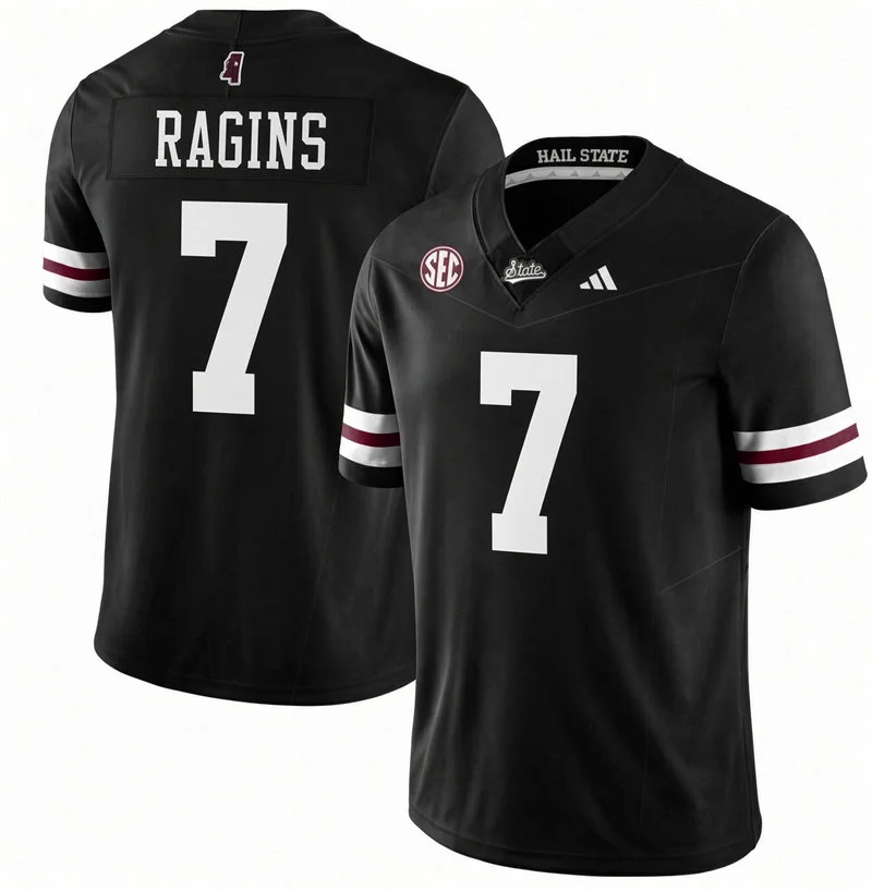Mississippi State Bulldogs #7 Zion Ragins 2026 Black Football Game Jersey