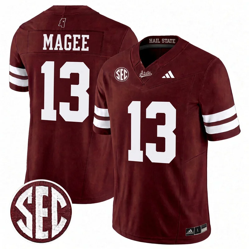 Mississippi State Bulldogs #13 Sanfrisco Magee 2026 Maroon Football Game Jersey