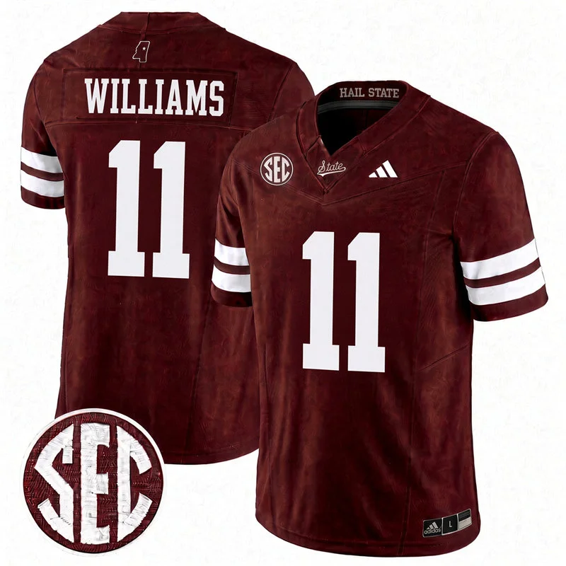 Mississippi State Bulldogs #11 Ayden Williams 2026 Maroon Football Game Jersey
