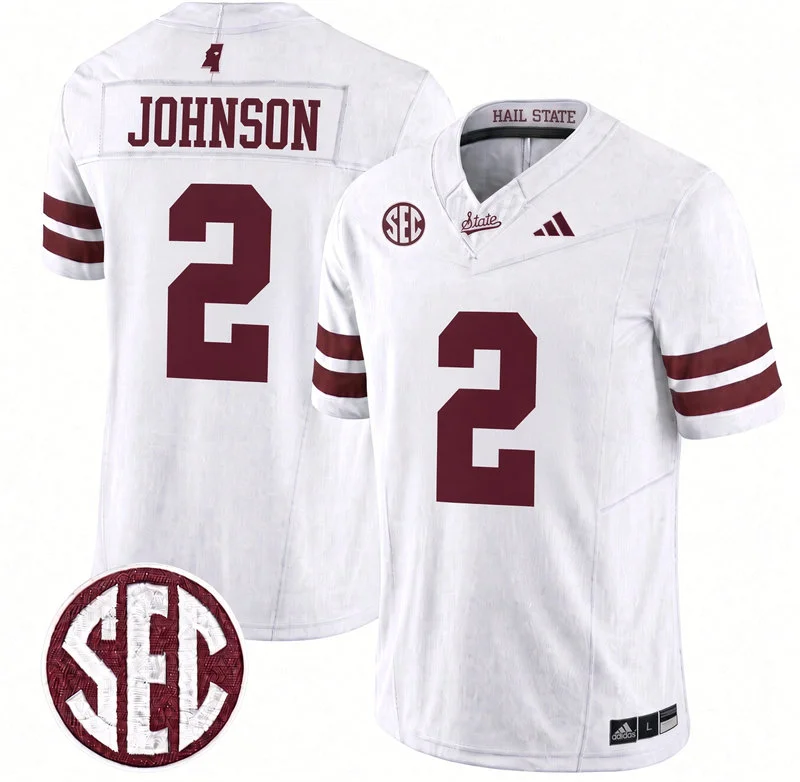 Mississippi State Bulldogs #2 Marquis Johnson 2026 White Football Game Jersey Mississippi State Bulldogs #2 Marquis Johnson 2026 White Football Game Jersey
