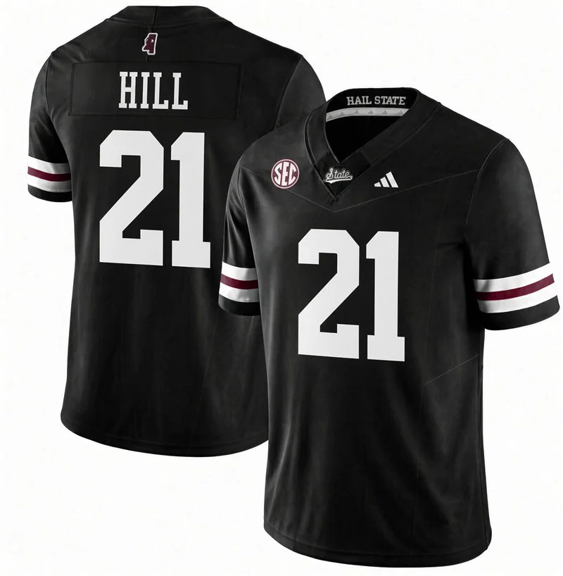 Mississippi State Bulldogs #21 Jaeden J.J. Hill 2026 Black Football Game Jersey