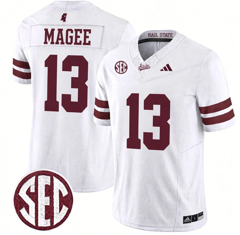 Mississippi State Bulldogs #13 Sanfrisco Magee 2026 White Football Game Jersey