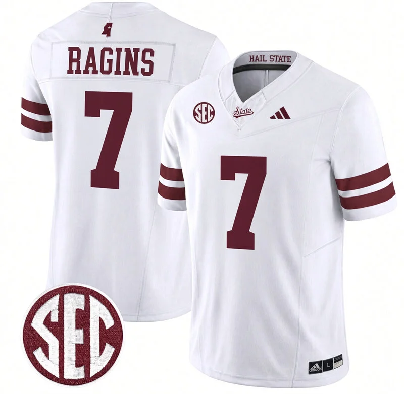 Mississippi State Bulldogs #7 Zion Ragins 2026 White Football Game Jersey