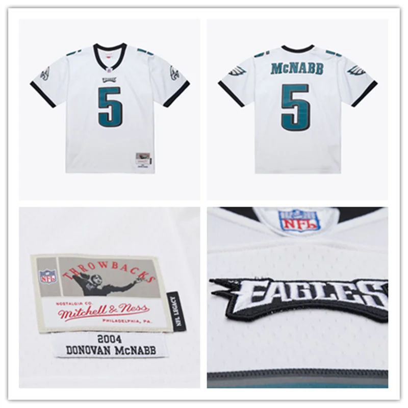 Men's Philadelphia Eagles #5 Donovan McNabb 2004  White Throwback Jersey