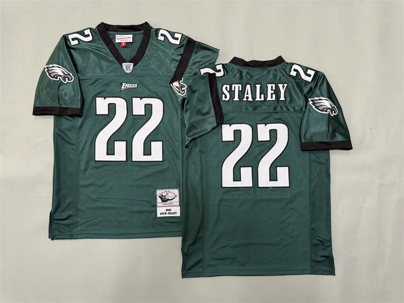 Men's Philadelphia Eagles #22 Duce Staley 2002 Midnight Green Throwback Jersey