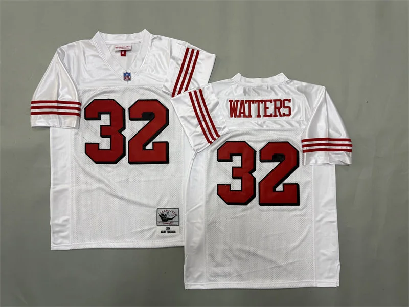 Men's San Francisco 49ers #32 Ricky Watters 1994 White Legacy Throwback Jersey