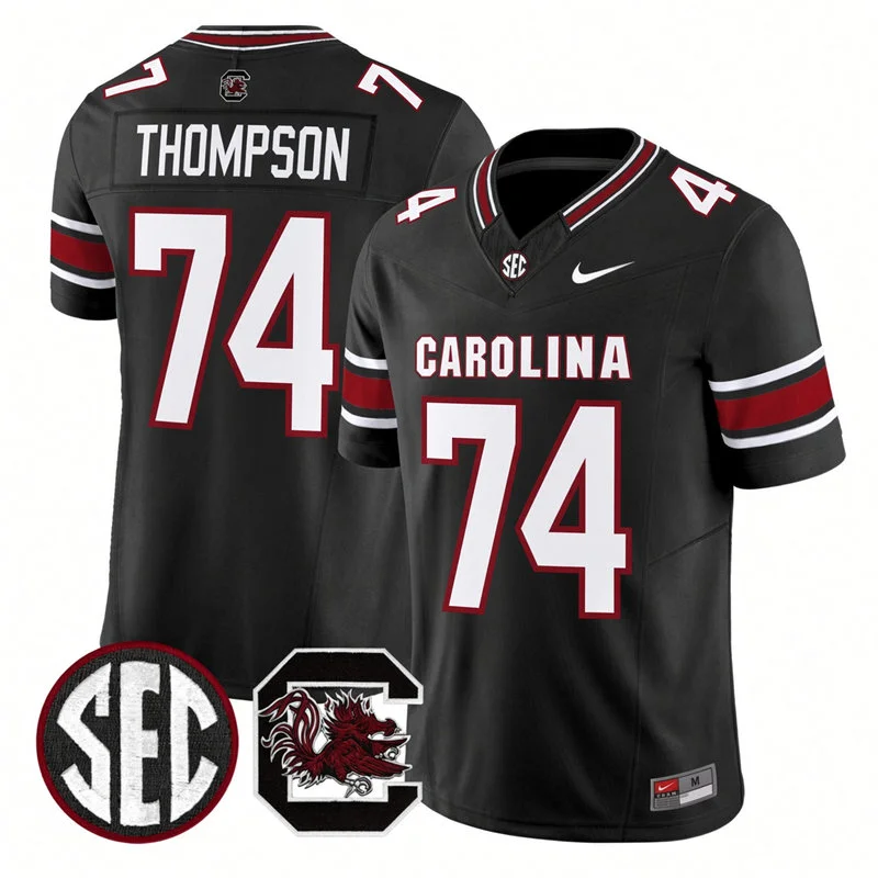 South Carolina Gamecocks #74 Josiah Thompson 2026 Nike Black Football Game Jersey