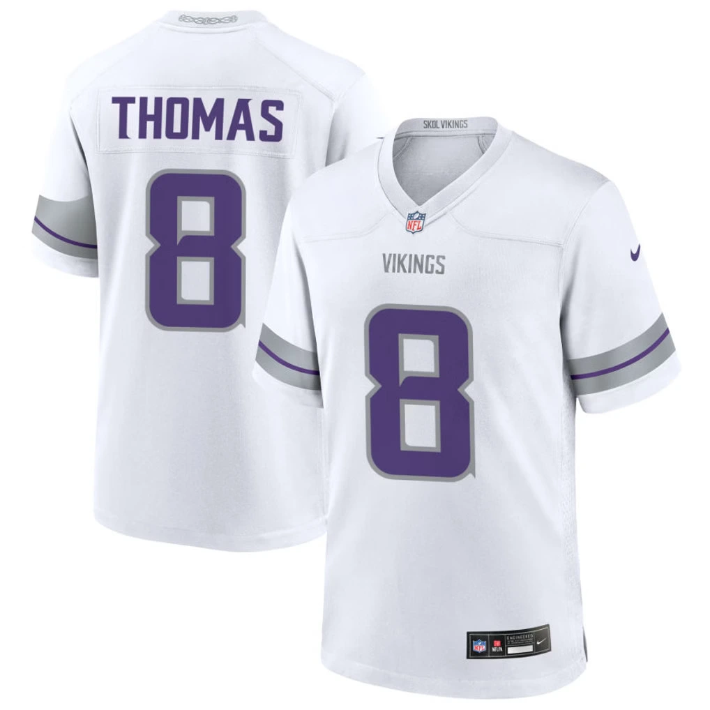 Men's Minnesota Vikings #8 Jakobe Thomas Nike White Alternate Vapor F.U.S.E. Winter Warrior Limited Jersey