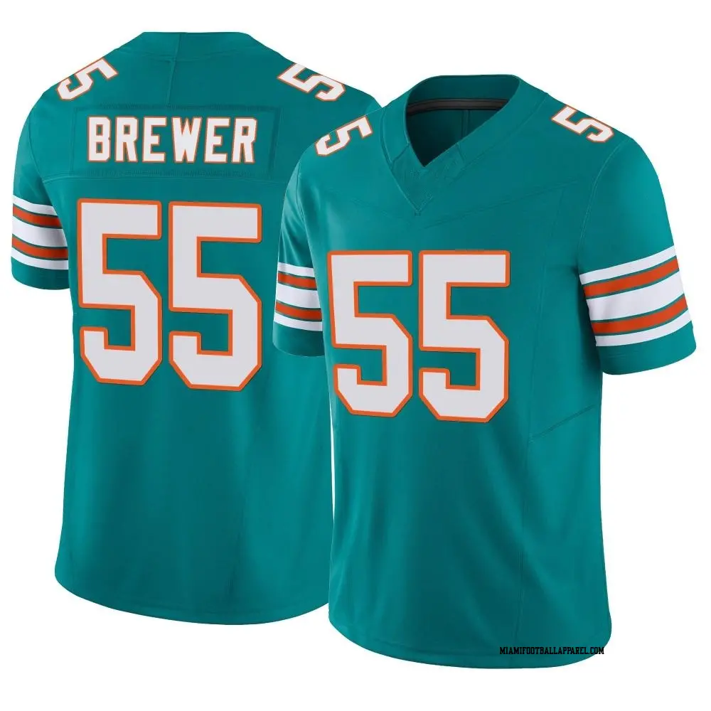 Mens Miami Dolphins #55 Aaron Brewer Nike Aqua Alternate F.U.S.E. Vapor Limited Jersey