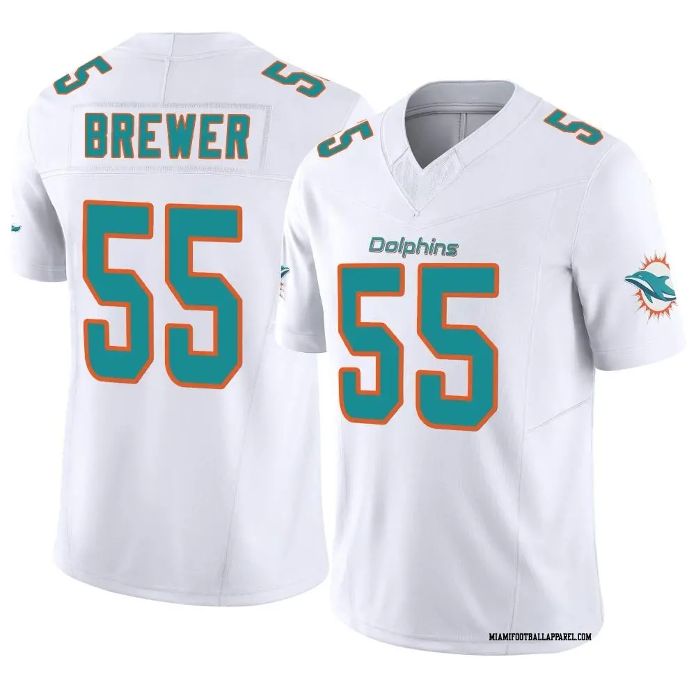 Mens Miami Dolphins #55 Aaron Brewer  Nike Home White F.U.S.E. Vapor Limited Jersey
