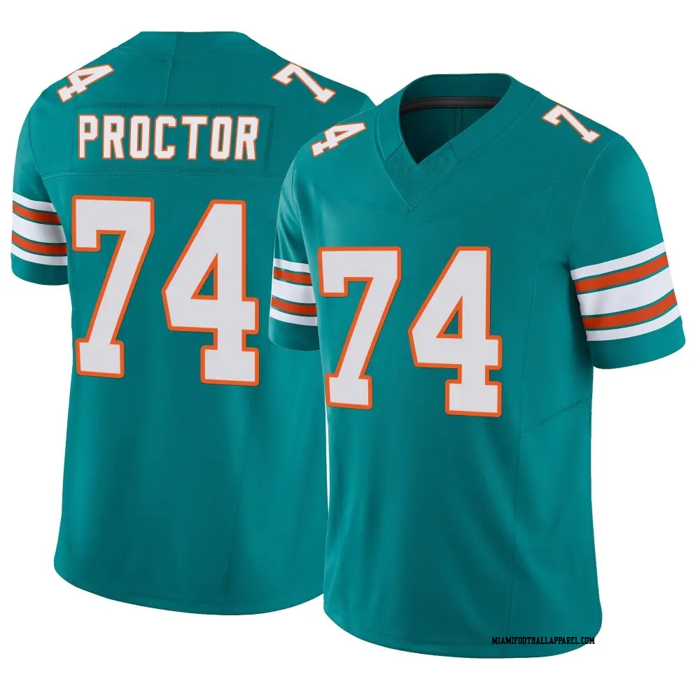 Mens Miami Dolphins #74 Kadyn Proctor Nike Aqua Alternate F.U.S.E. Vapor Limited Jersey
