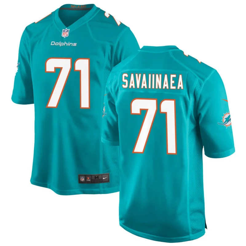 Mens Miami Dolphins #71 Jonah Savaiinaea Nike Aqua F.U.S.E. Vapor Limited Jersey