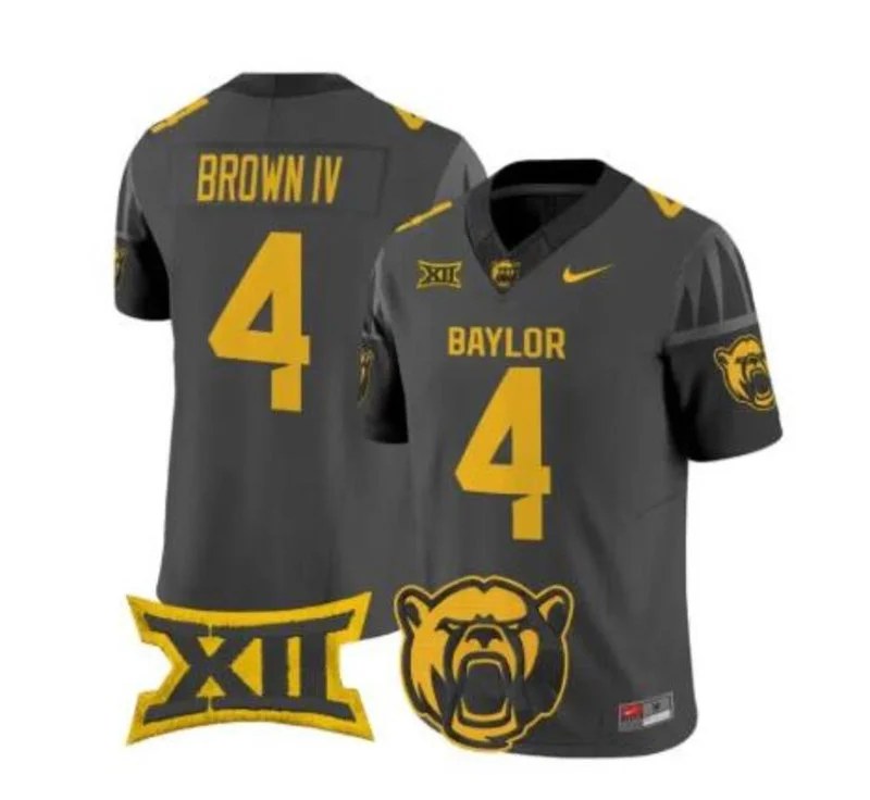 Baylor Bears #4 Louis Brown IV 2026 Anthracite Football Game Jersey